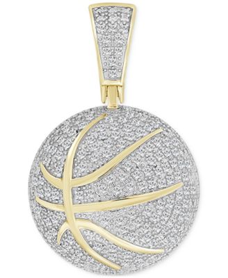 Macy's - Men's Diamond Pav&eacute; Basketball Pendant (1/4 ct. t.w.) in 10k Gold