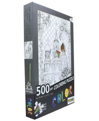 St. Basil's Cathedral 500 Piece Coloring Jigsaw Puzzle + 6 Markers