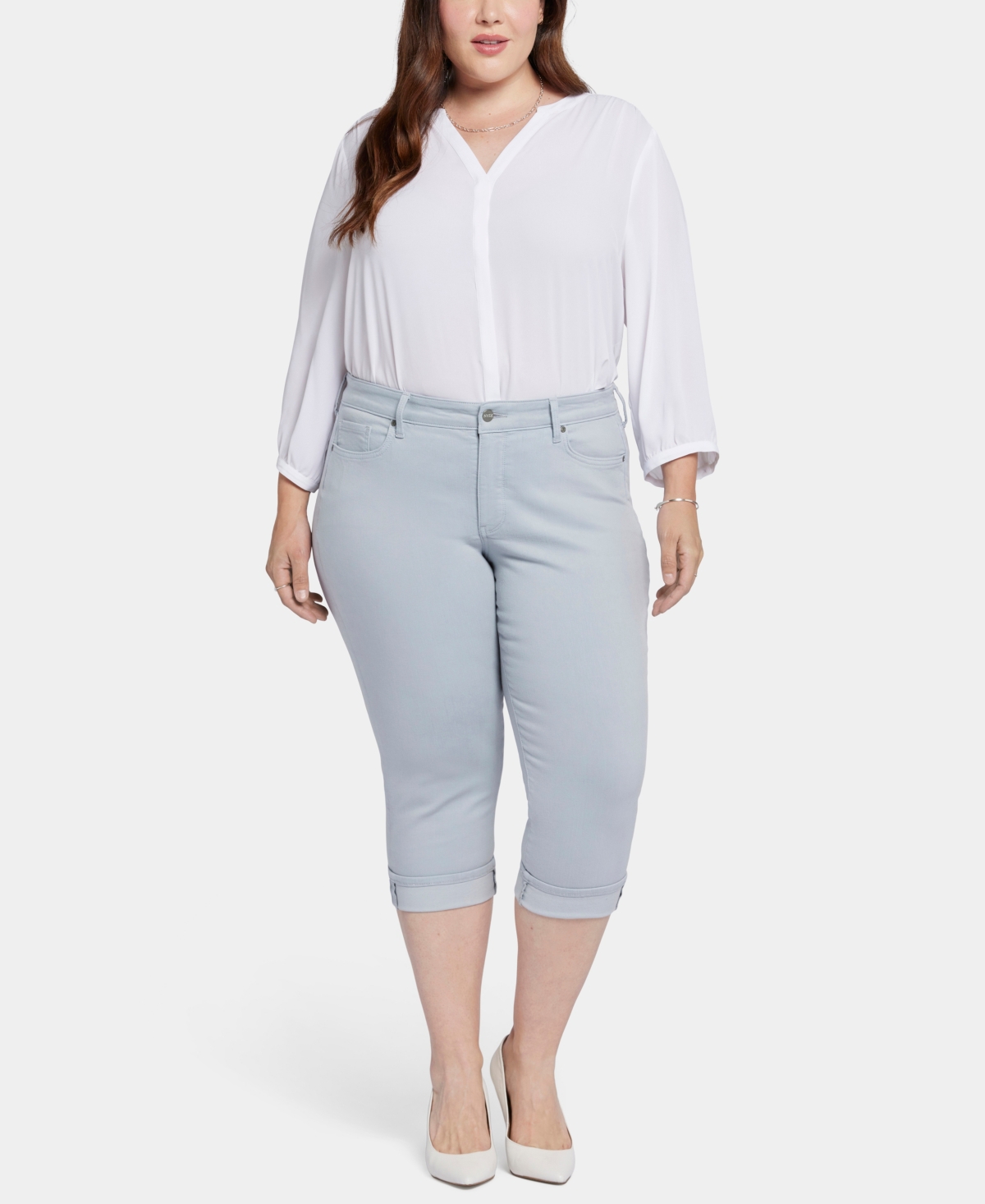 Nydj Plus Size Marilyn Straight Crop Cuff Jeans In Sea Ice