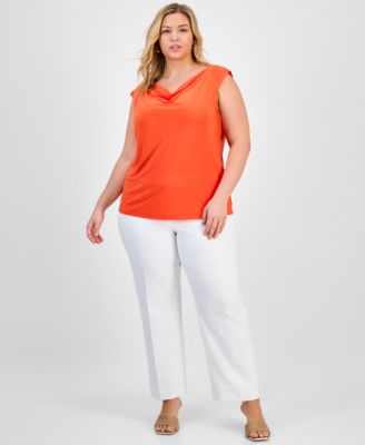 Топ с воротником-хомутом и рукавами-крылышками Kasper Plus Size