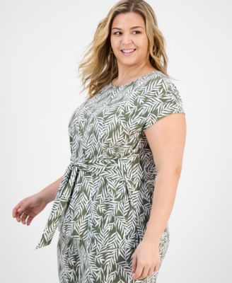 Топ с завязками на талии и короткими рукавами с принтом Kasper Plus Size