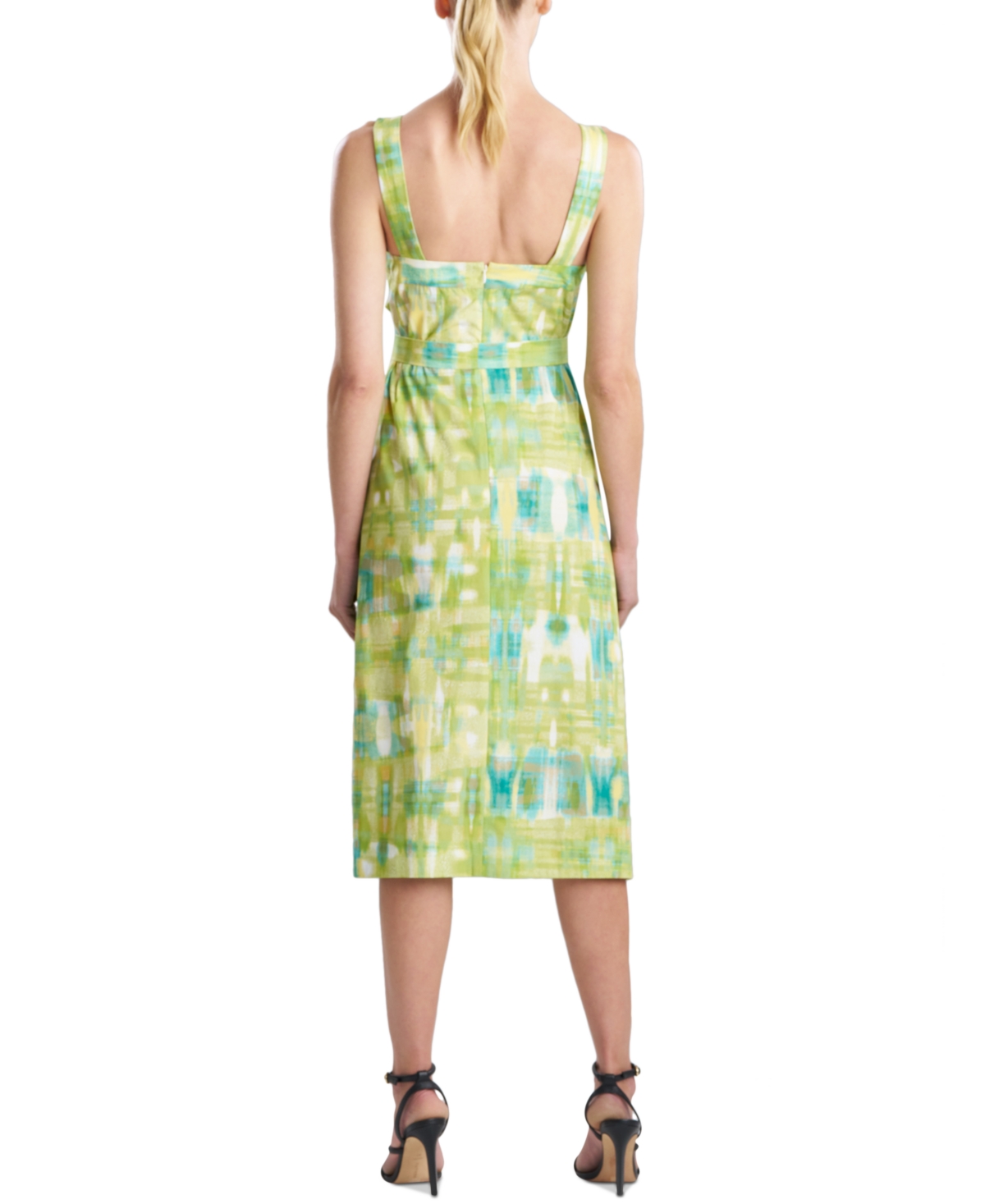 Natori Women's Printed Tie-waist Cotton Midi Dress In Palm