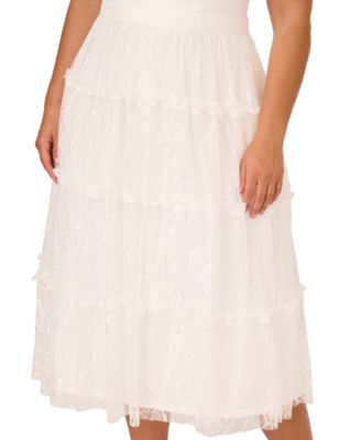 Plus Size Crepe & Lace Midi Dress