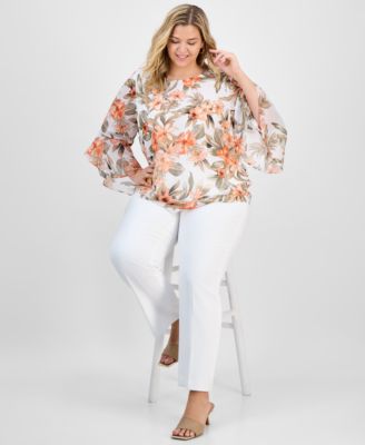 Блузка с расклешенными рукавами и принтом Kasper Plus Size