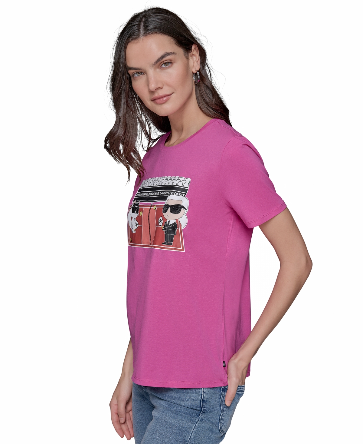 Shop Karl Lagerfeld Women's Pickle Ball Graphic T-shirt In Hot Summer Pink