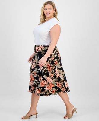 Приталенная юбка миди с принтом Kasper Plus Size