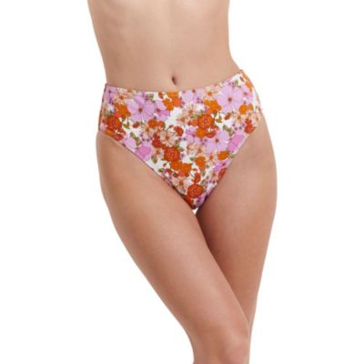 Женские винтажные плавки Flirrt Gottex с цветочным рисунком на высокой посадке