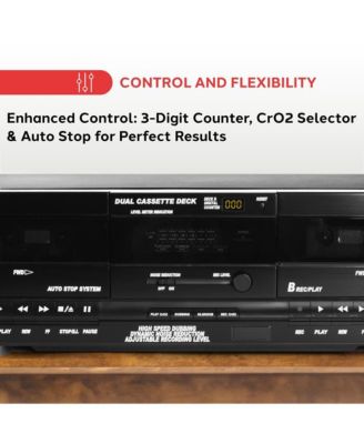 Dual Cassette Deck - High-Speed Dubbing & Mixtape Recorder - PT649D