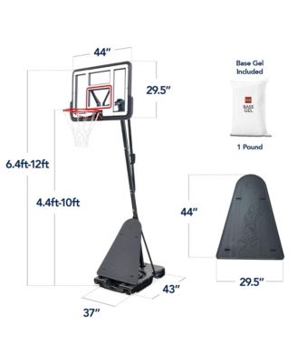 Adjustable 4.4-10ft Basketball Hoop, Portable Goal w/Shatterproof Backboard, Ball Return