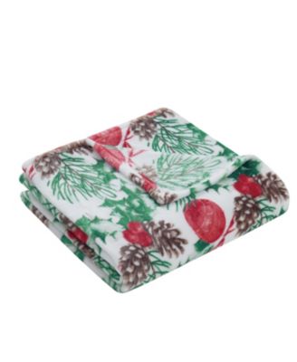 Holiday Living Holly Pines Christmas Tree & Oraments Accent Throw Blanket