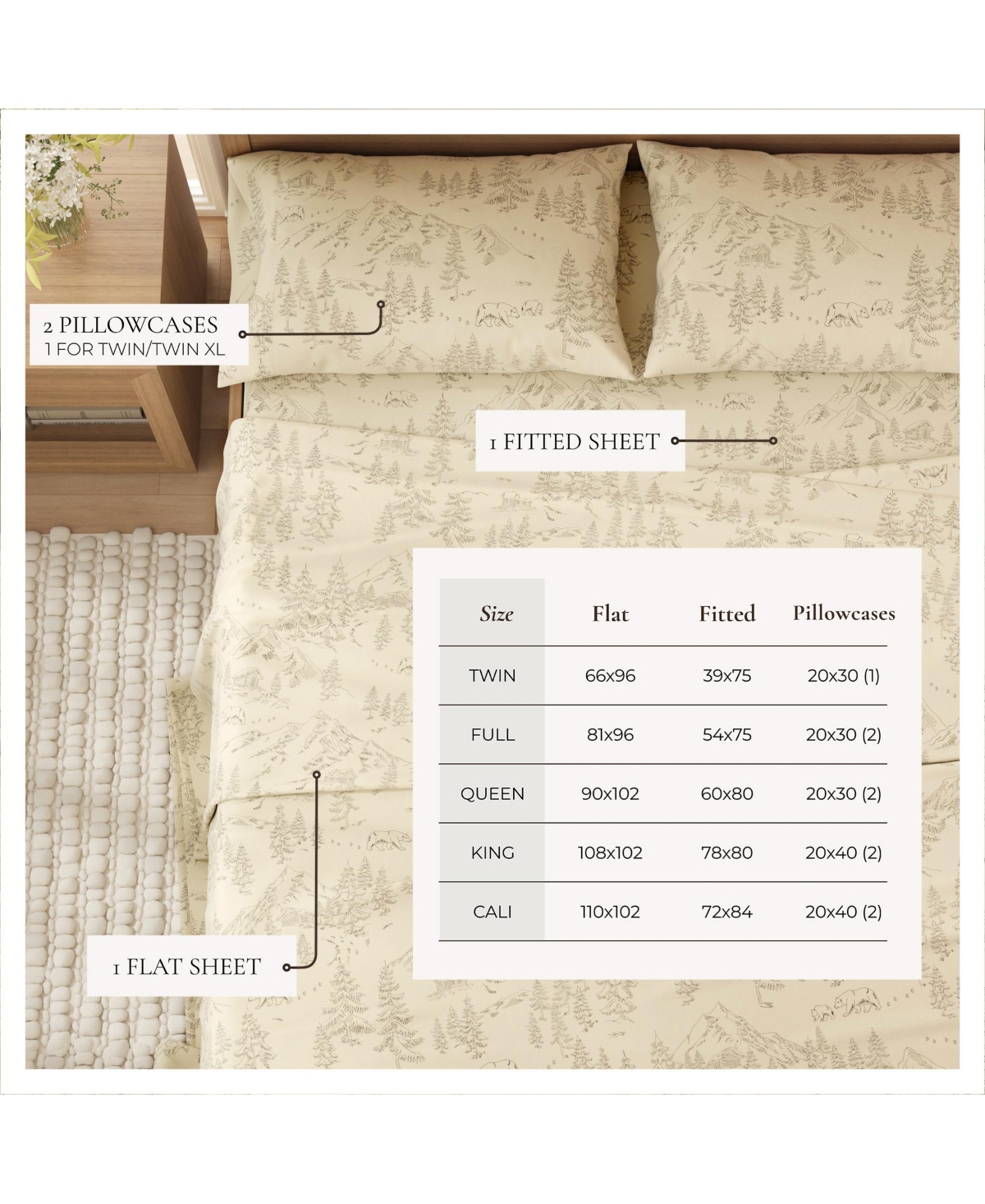 Linery & Co. Ultra-Soft Turkish Cotton Flannel Lodge Print Sheet Set