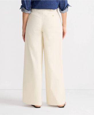 Женские легкие джинсовые джинсы Lands'End из плиссированной ткани средней посадки с напуском