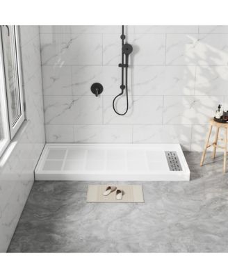 60"W X 30"D SMC Single Threshold Shower Base Anti-Slip Shower Pan, Drain Assembly & Drain Cover Included