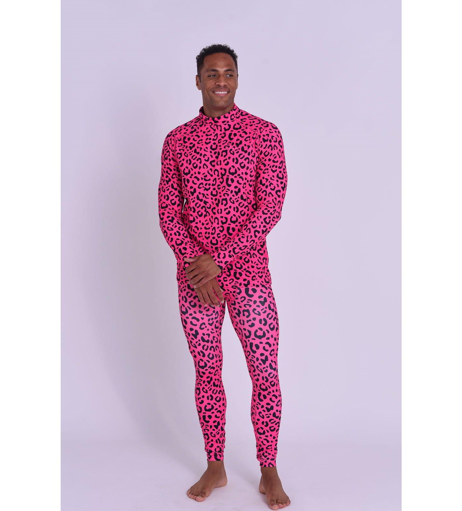 Men's Baselayer Top - Hotel California Pink Leopard