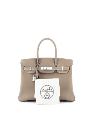 Бывшая в употреблении сумка Hermes Birkin 30 серого цвета с палладиевой фурнитурой