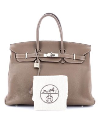 Бывшая в употреблении сумка Hermes Birkin 35 серого цвета Clemence с палладиевой фурнитурой