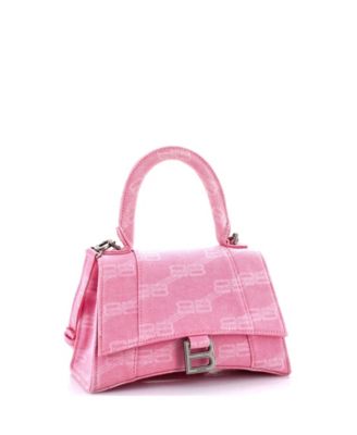 Бывшая в употреблении маленькая джинсовая сумка Balenciaga в виде песочных часов с верхней ручкой BB Monogram