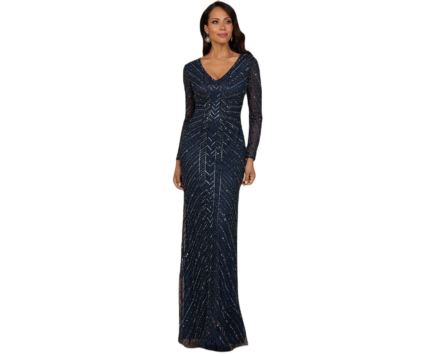 Women's Long Sleeve Beaded Gown