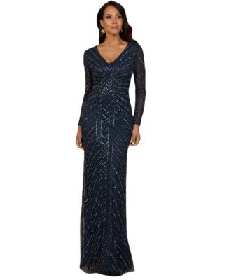 macys beaded dress Long Sleeve Gown, Navy / 20 Style Zara Short Polyamide Sheer long sleeves and STYLE:E08263021 collection:big-summer-sale