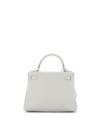 Бывшая в употреблении сумка Hermes Kelly 28 серого цвета из Того с палладиевой фурнитурой