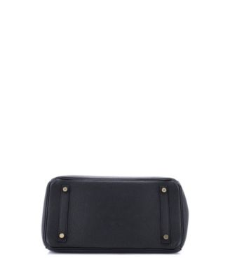 Бывшая в употреблении сумка Hermes Birkin 30 черного цвета из Того с золотой фурнитурой