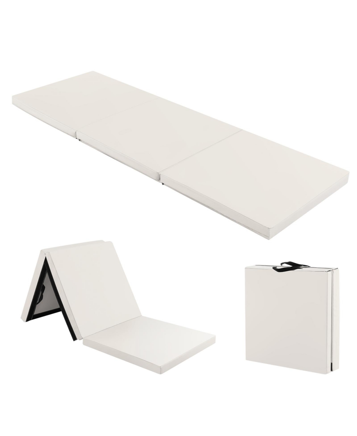 6 x 2 Ft Tri-Fold Gym Mat with Handles and Removable Zippered Cover - Grey