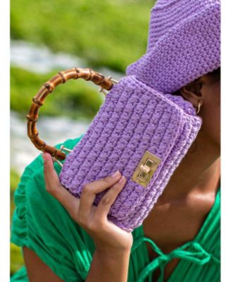 Мини-сумочка для авиапочты, связанная крючком, сиренево-фиолетового цвета