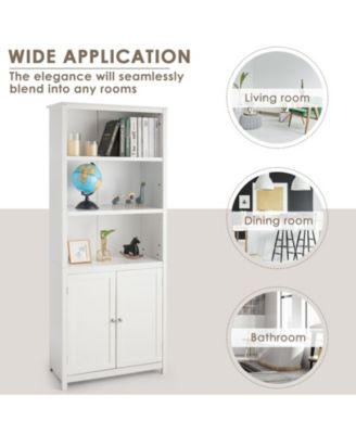 Bookcase Shelving Storage Wooden Cabinet Unit Standing Display Bookcase with Doors