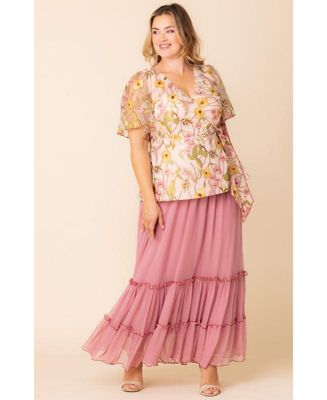 Plus Size Rosalie Embroidered Wrap Top