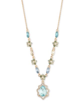 Ожерелье-лариат Marchesa золотисто-голубого цвета с несколькими камнями, удлинитель 16 дюймов + 3 дюйма