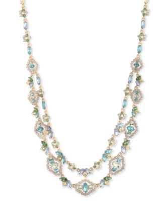 Многослойное колье Marchesa из смешанных камней золотистого цвета, удлинитель 16 дюймов + 3 дюйма