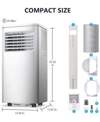 8,000 BTU Portable Air Conditioners, Air Conditioner for Room Up to 350 Sq.Ft, 3-in-1 Portable AC Unit Cool & Dehumidifier & Fan Modes with Remote Control