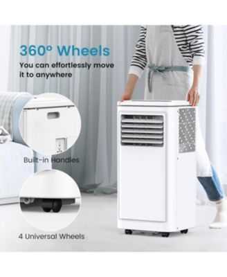 8000 BTU Portable AC, 4 Modes, Cools 350sq.ft, Remote, LED Display, 24H Timer, 360° Wheels