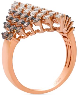 Chocolate Ombr&eacute; Diamond Openwork Cluster Statement Ring (2 ct. t.w.) in 14k Rose Gold