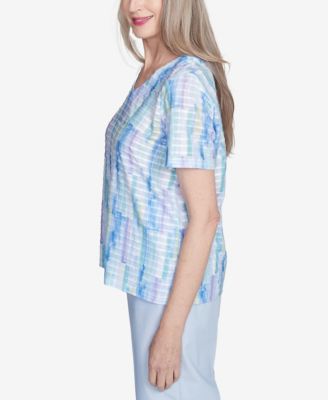 Женская футболка с коротким рукавом и V-образным вырезом Alfred Dunner St. Thomas Textured Brushstroke от Alfred Dunner