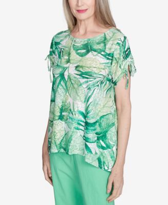 Women's Rise Shine Monotone Tropical Leaf Crew Neck T-Shirt