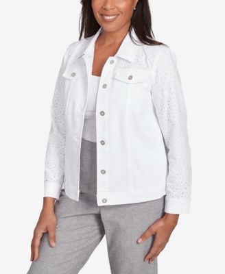 Women's Crystal Springs Eyelet Denim Collared Neck Jacket