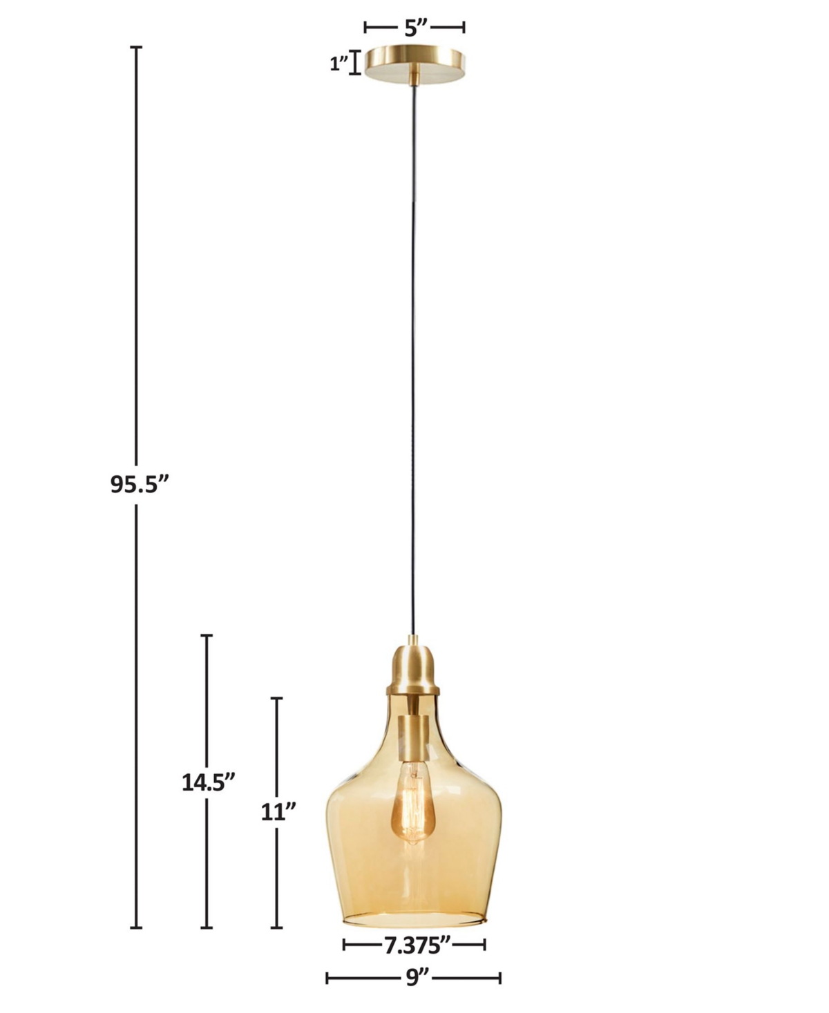 Ink+ivy 9" Auburn Bell Shaped Hanging Glass Pendant Light In Gold,amber