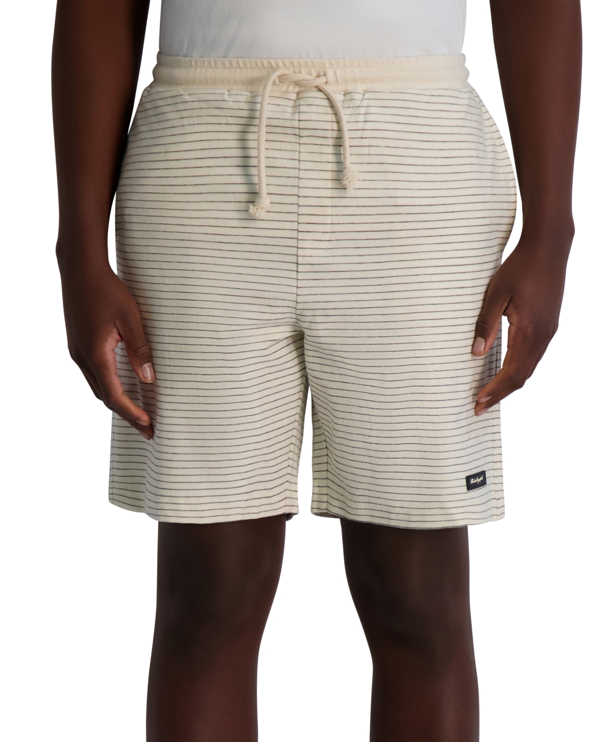 Men's Relaxed-Fit Textured Stripe 8-1/2" Drawstring Shorts - Natural