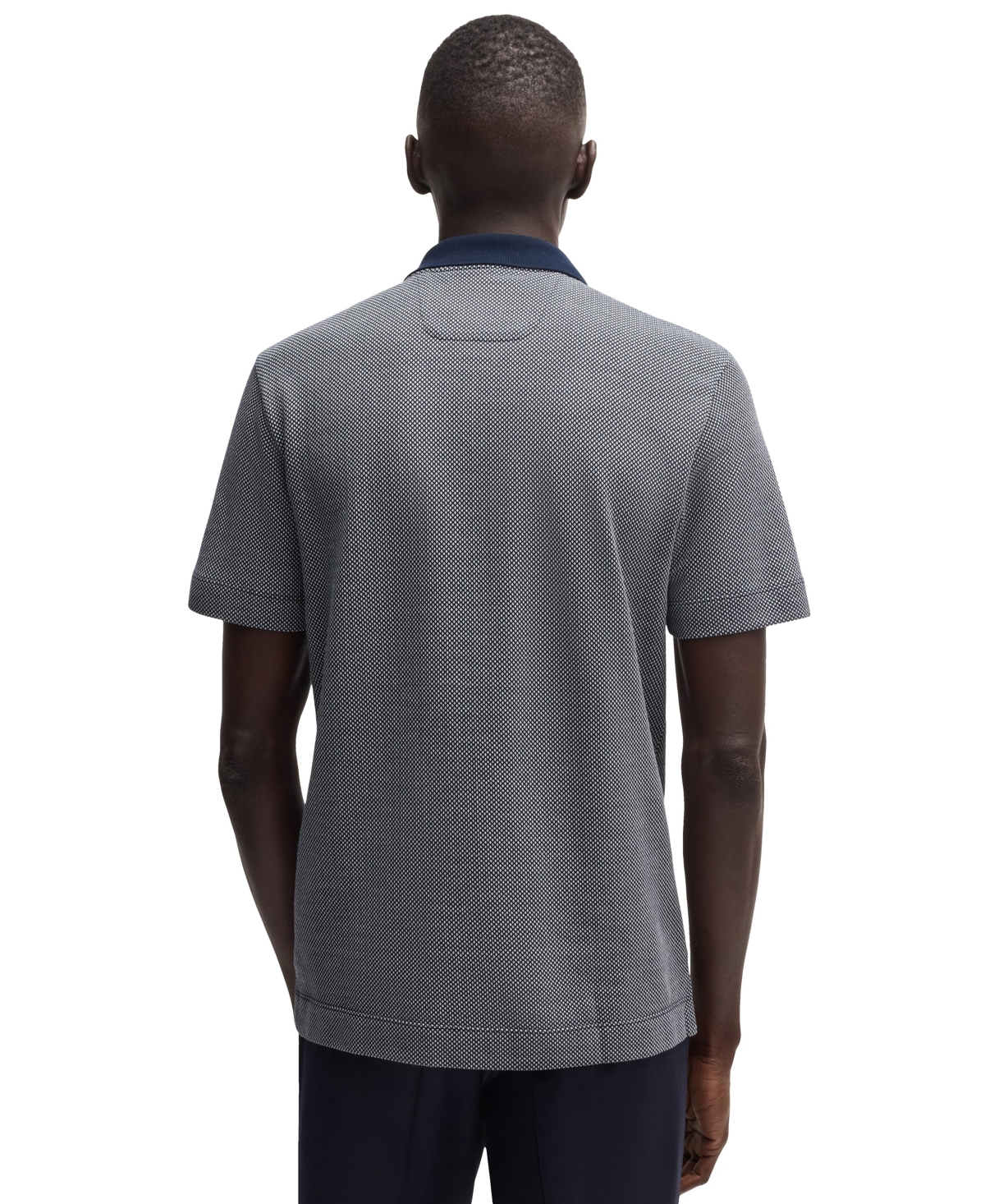 Hugo Boss Dot-pattern Polo Shirt In Cotton And Silk In Dark Blue