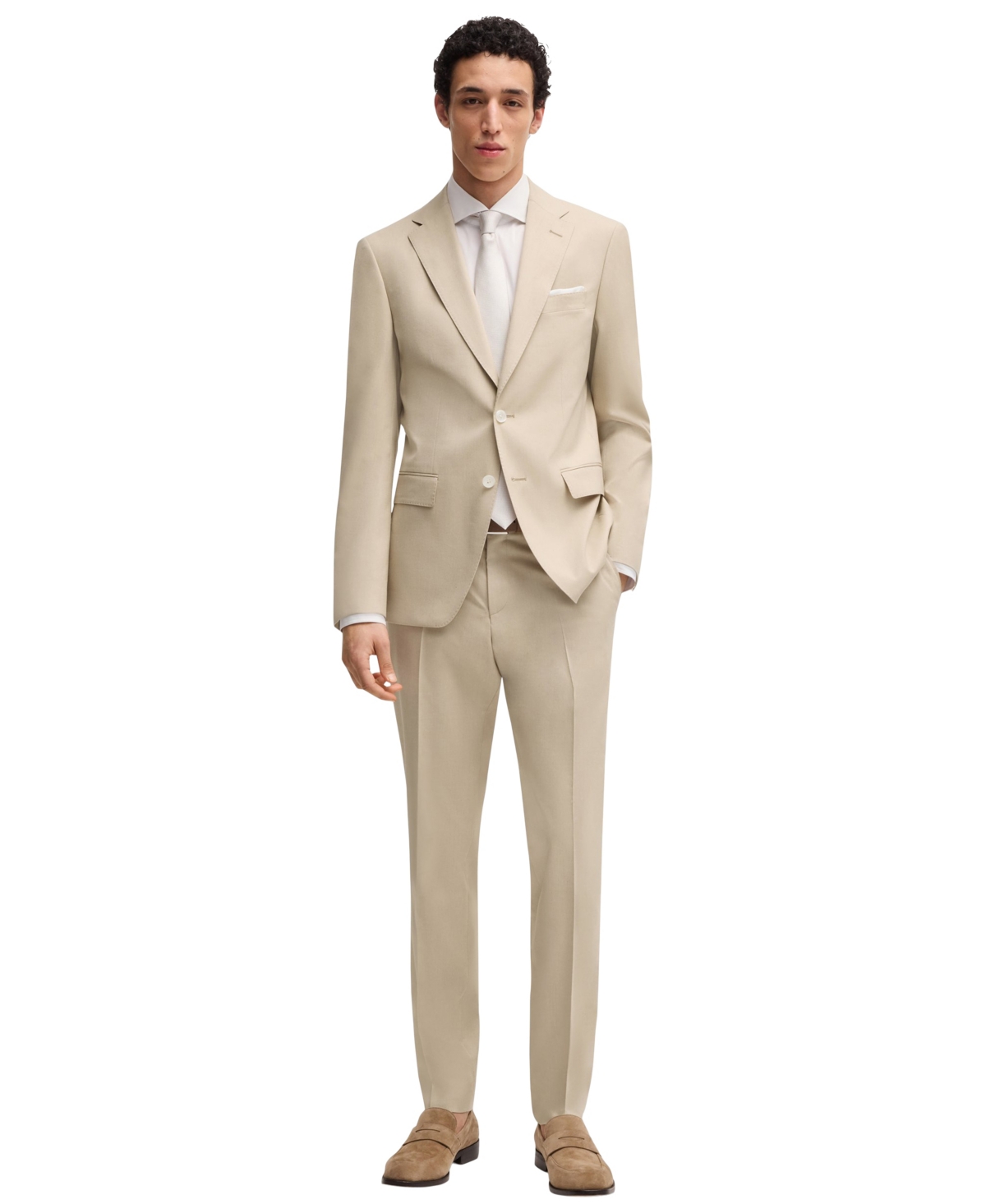 Hugo Boss Boss By  Men's Stretch Chiffon Formal Trouser Pants In Open Beige