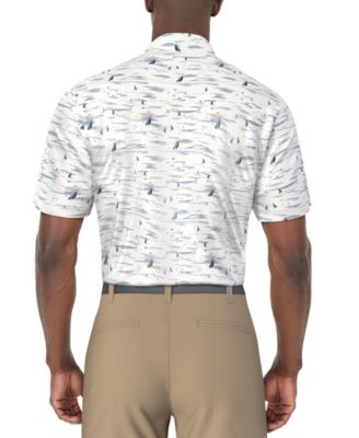 Мужская рубашка поло для гольфа с коротким рукавом и морским принтом PGA TOUR