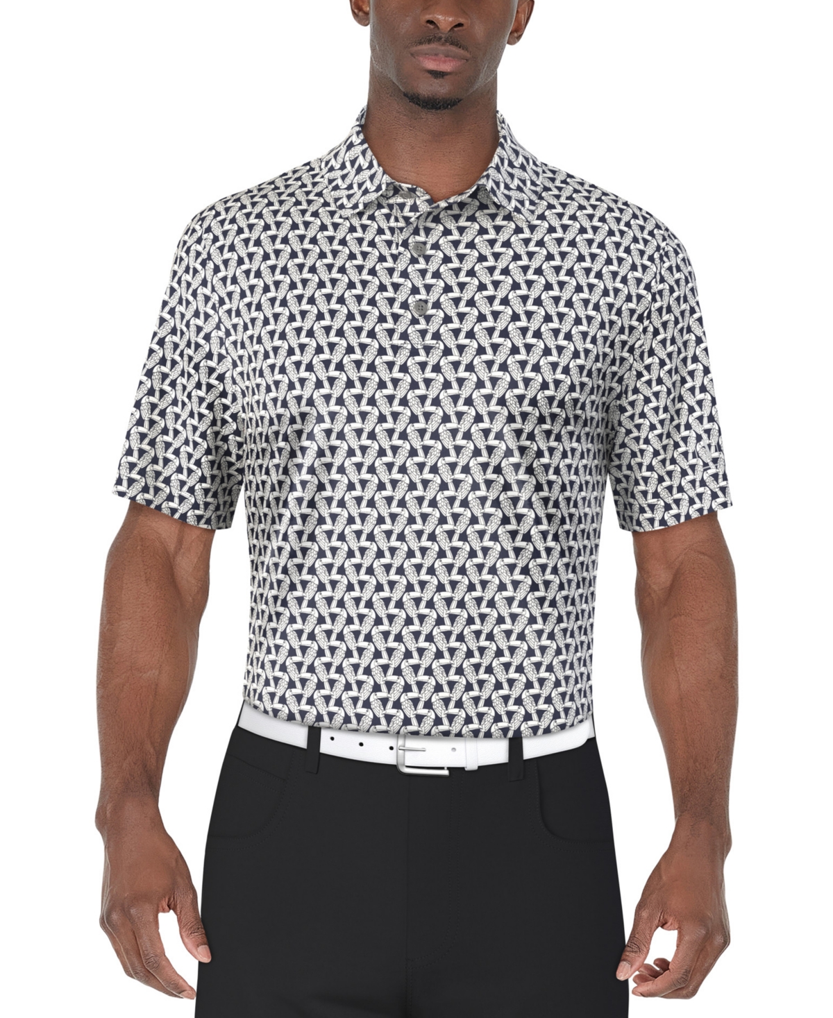 Men's Short Sleeve Toucan Print Golf Polo Shirt - Peacoat