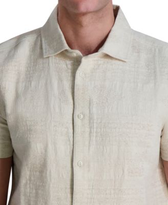 Men's Regular-Fit Textured Geometric Button-Down Shirt