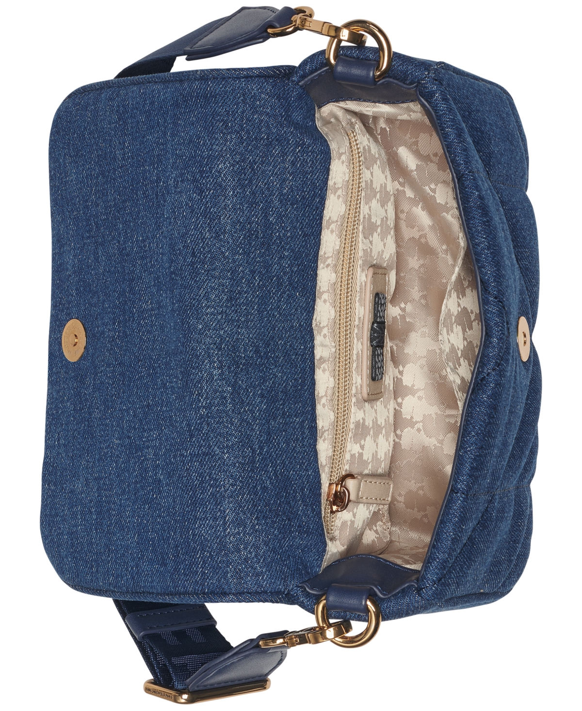 KARL LAGERFELD VOYAGE QUILTED DENIM CROSSBODY BAG 