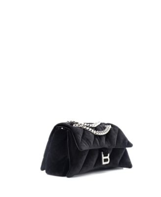 Бывшая в употреблении сумка Balenciaga Medium Crush с клапаном на цепочке из стеганого бархата