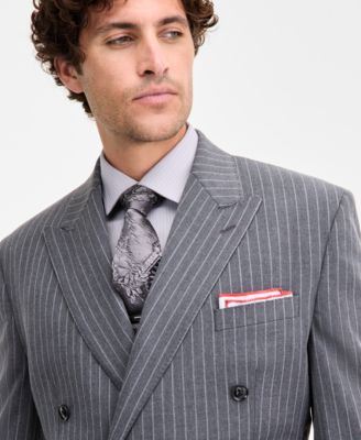 Men's Classic-Fit Pinstripe Double-Breasted Suit Separate Jacket