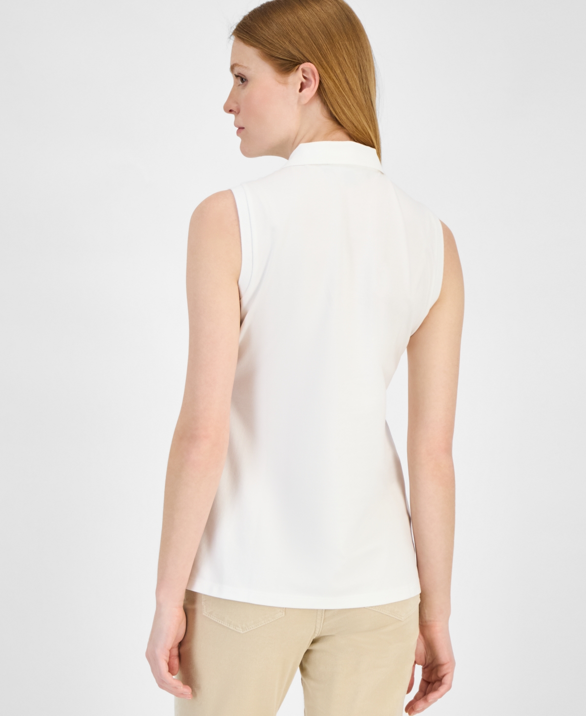 Tommy Hilfiger Women's Solid-color Pique-knit Sleeveless Polo