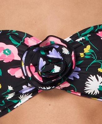 Женский топ-бикини-бандо с розочками и низ с высоким вырезом от Kate Spade