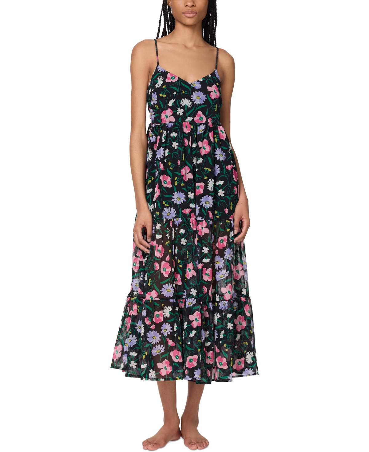 Women's Tiered Cover-Up Dress - Black Multi